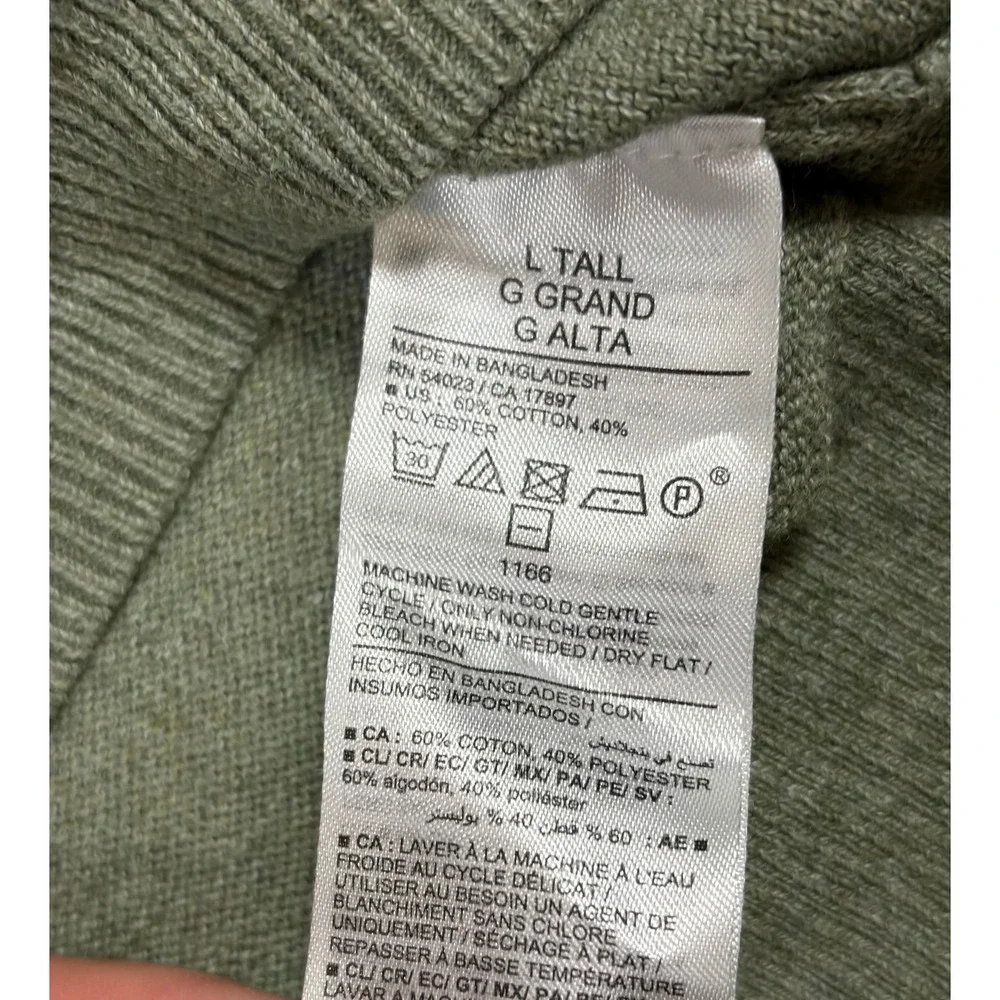 Old Navy Sweater Mens L Tall Green Striped Crew Neck Long Sleeve Go-Recycled